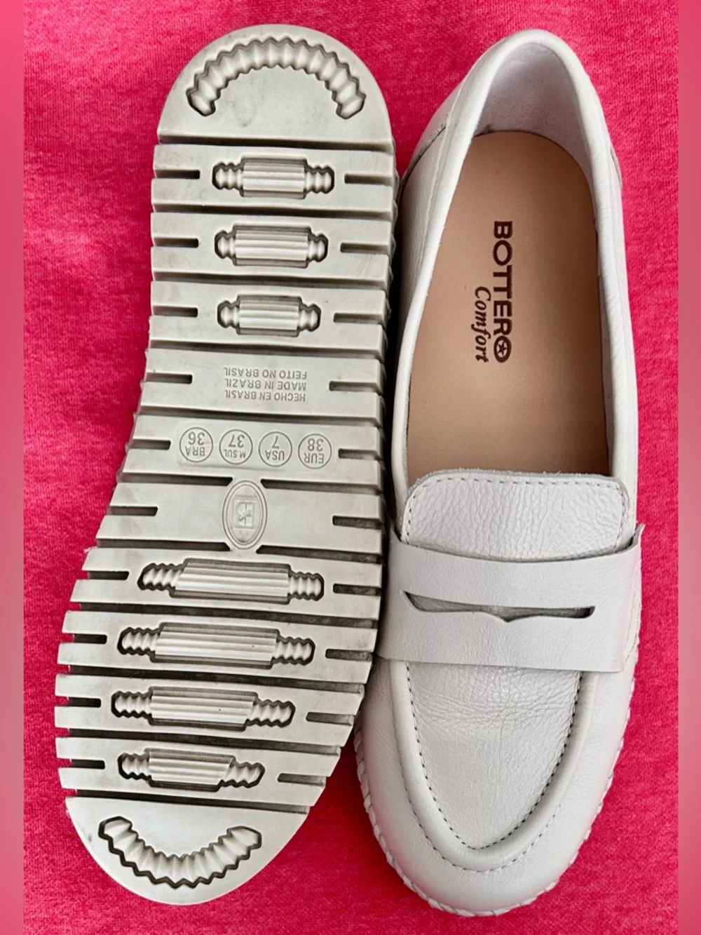 Women's Cream Leather Penny Loafers - Picture 5 of 7